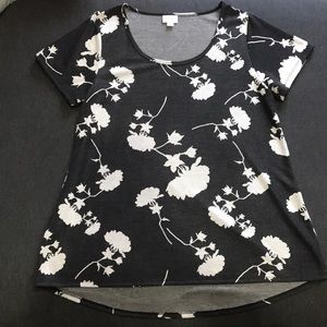 Dark Gray and Cream Flower Classic LuLaRoe Shirt